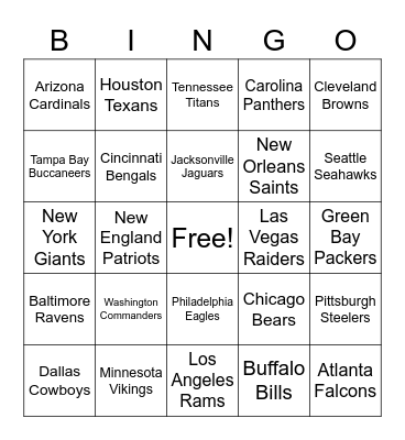 Football Bingo Card