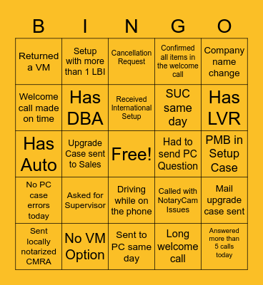 CC Setup BINGO Card