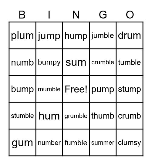 um:  Bingo Card