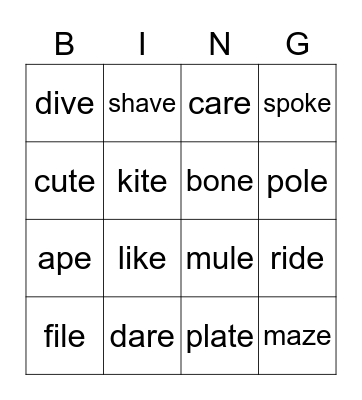 VCE Bingo! Bingo Card