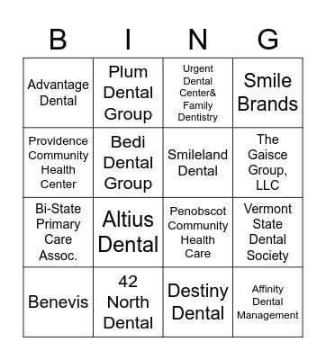 Tufts Dental Fall 2022 Caree Fair Bingo Card