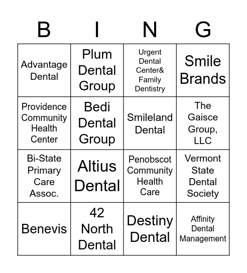 Tufts Dental Fall 2022 Caree Fair Bingo Card