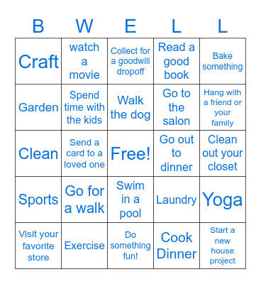 Work Life Balance Bingo Card