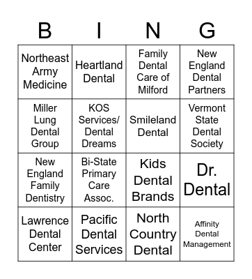 Tufts Dental Fall 2022 Caree Fair Bingo Card