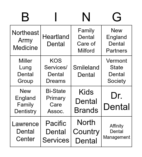 Tufts Dental Fall 2022 Caree Fair Bingo Card