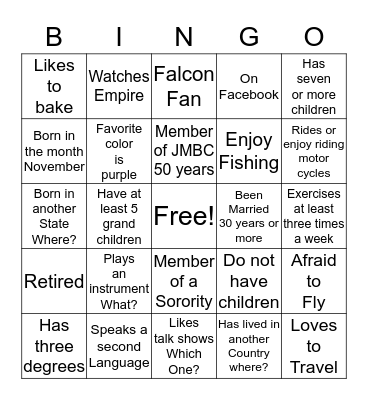 Did You Know Bingo Card