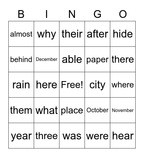 Eyan & Zayden SW Bingo Nov. Bingo Card