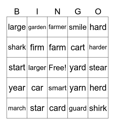 Spelling Patterns: Unit 3, Week 2 Bingo Card