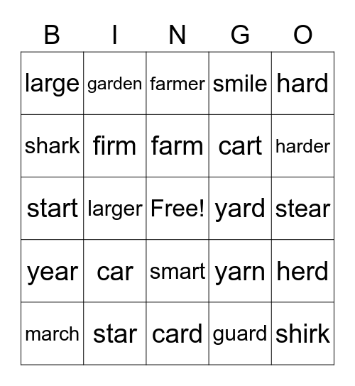Spelling Patterns: Unit 3, Week 2 Bingo Card