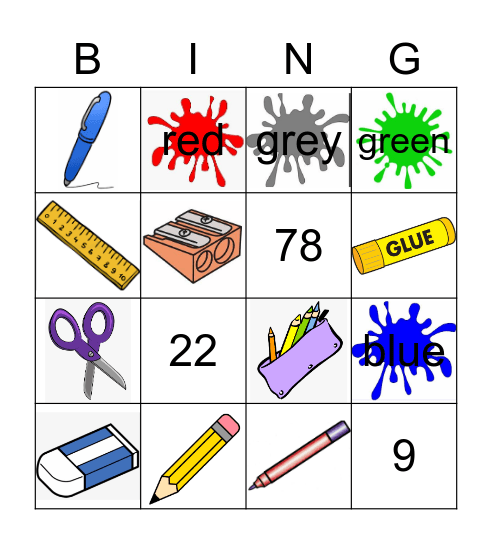 School things Bingo Card