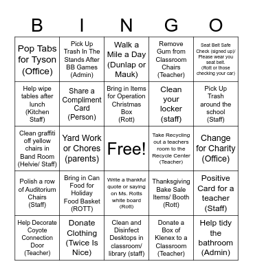 KAY Thanksgiving Bingo Card