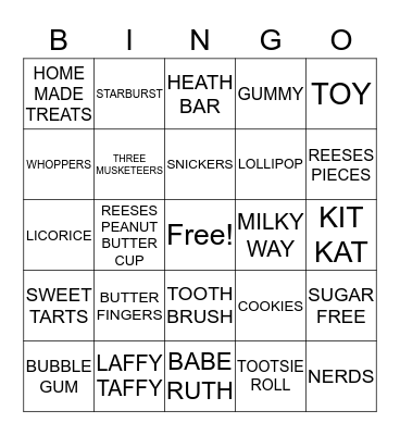 HALLOWEEN CANDY BINGO Card