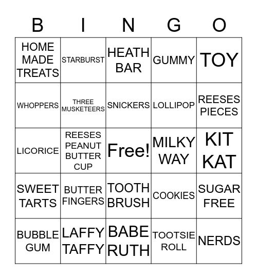 HALLOWEEN CANDY BINGO Card