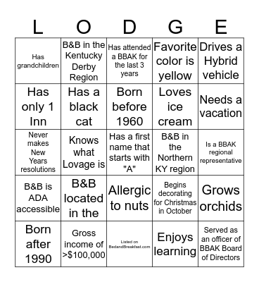 BBAK BINGO Card