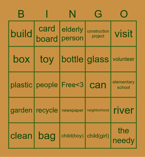 Volunteer Bingo Card