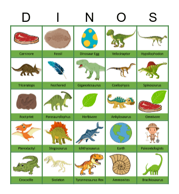 Dinosaur Bingo Card