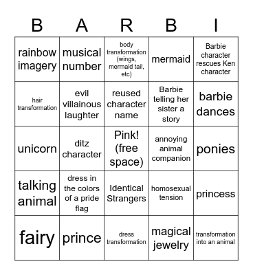 BARBIE CINEMATIC UNIVERSE Bingo Card
