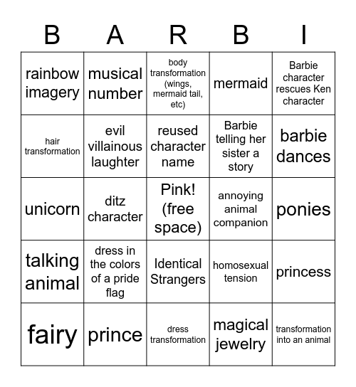 BARBIE CINEMATIC UNIVERSE Bingo Card