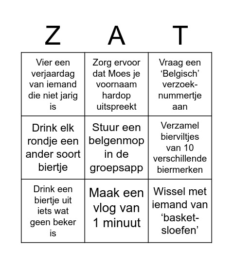 Kroegentocht - PZ22 - GENT Bingo Card