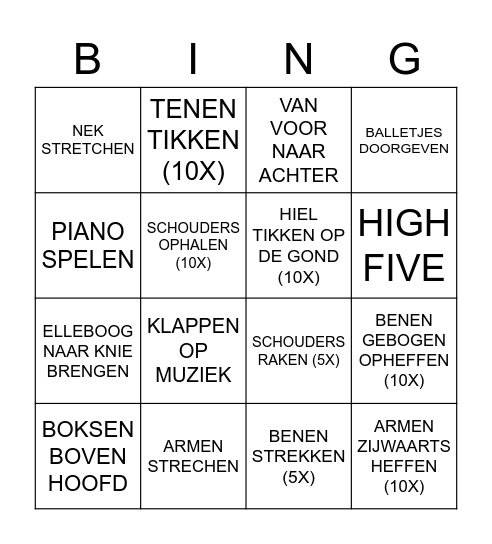 DE BEWEEG Bingo Card