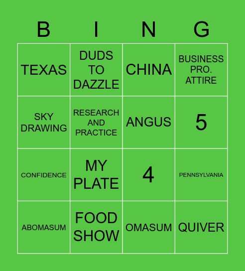 4-H BINGO! Bingo Card