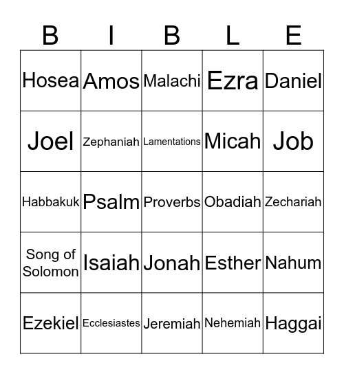 Old Testament: Ezra-Malachi Bingo Card