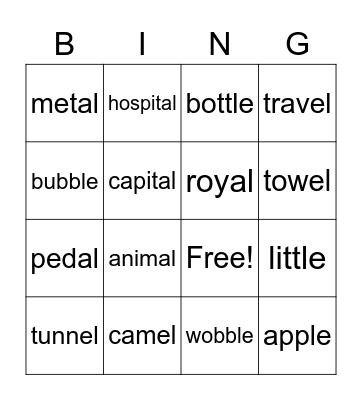 le, al, el Bingo Card