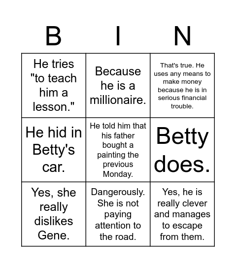 Two Much Bingo Card
