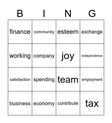 ECONOMY AND EMPLOYMENT Bingo Card
