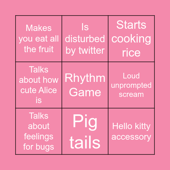 Sarai Bingo ♡ Bingo Card