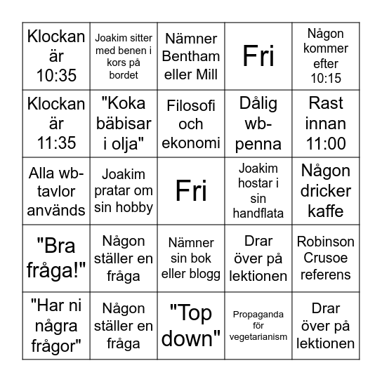 Normativ Etik 2 Taylor Swift Bingo Card