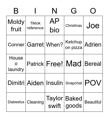 Kyra Bingo Card