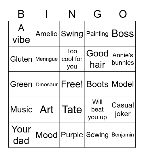 Bailey Bingo Card