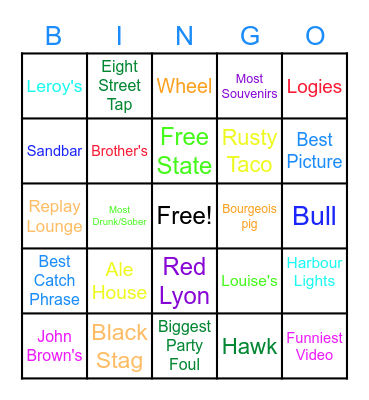 Colton's Birthday Shindig Bingo Card