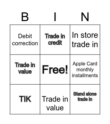 Trade in Bingo Card