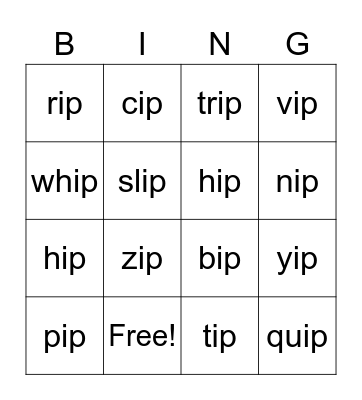 ip  Bingo Card