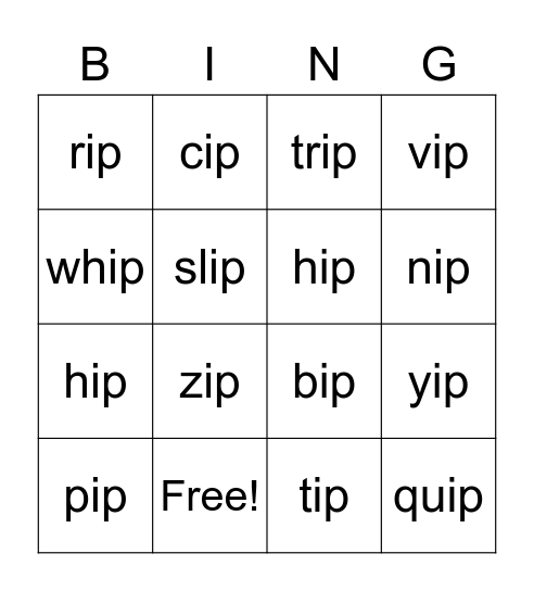 ip  Bingo Card