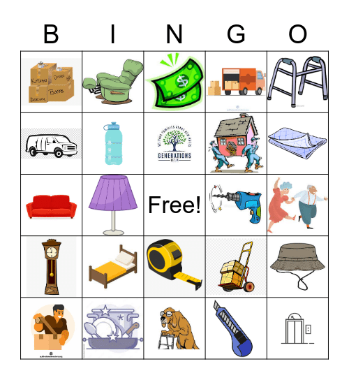 Generations Moving Bingo Card