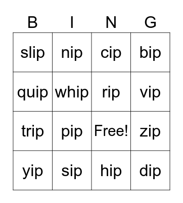 ip  Bingo Card