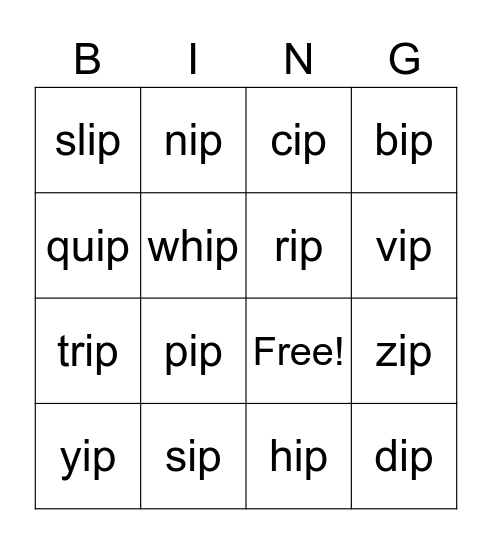 ip  Bingo Card