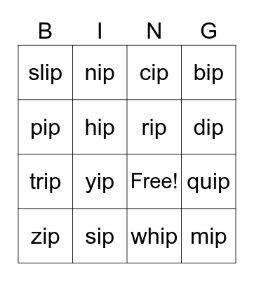 ip  Bingo Card