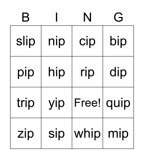 ip  Bingo Card