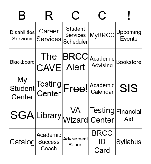 BRCC Bingo! Bingo Card