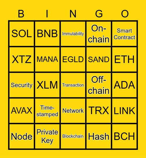 Blockchain Bingo Card