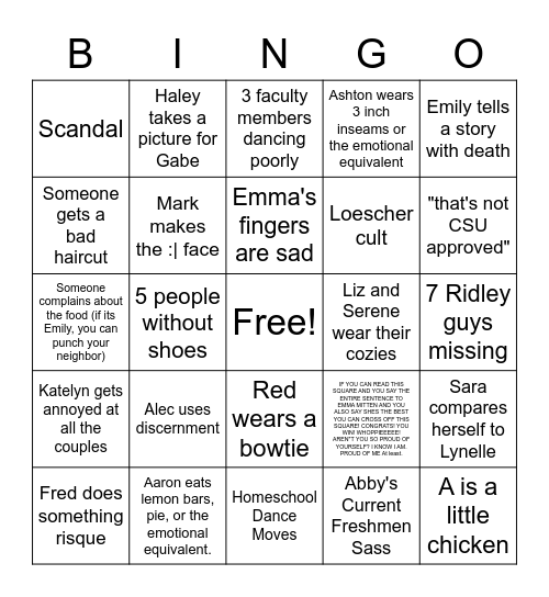 Christmas Banquest Bingo Card