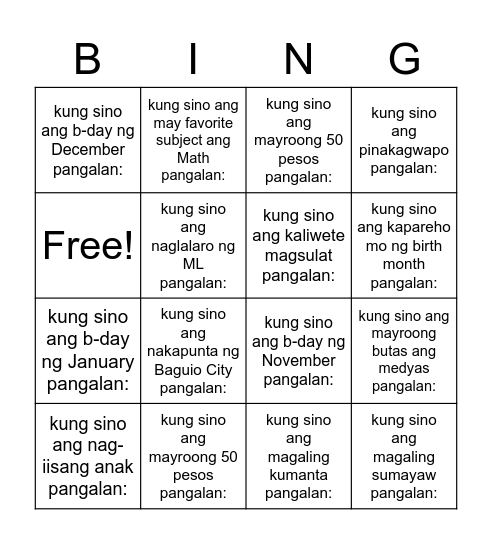 Bingo Card