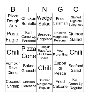 Boniello Babes Bingo Sunday 11/1 Bingo Card