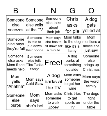 Thanksgiving 2015 BINGO Card