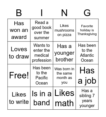 Ice breaker bingo Card