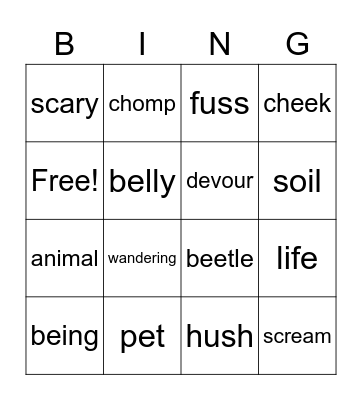 animal life Bingo Card